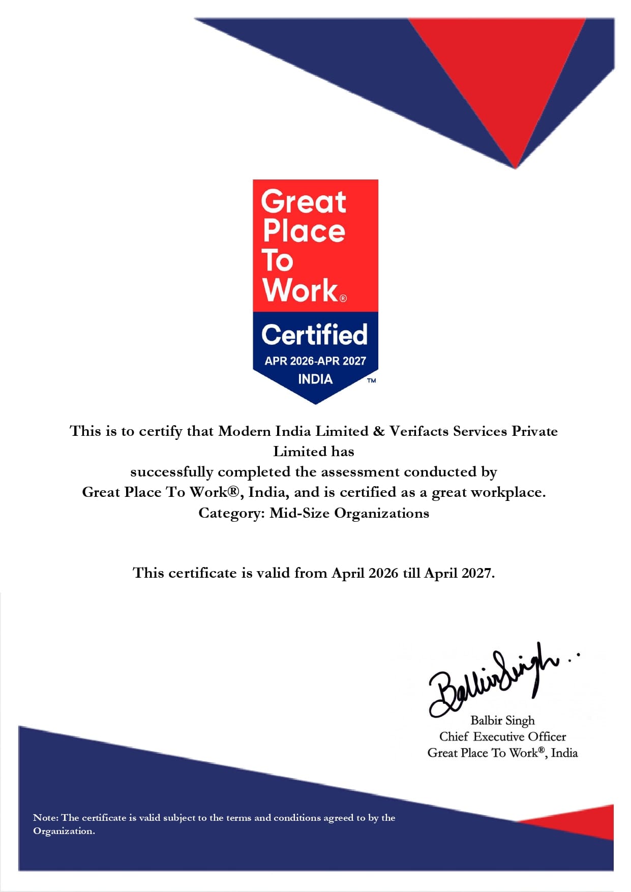 Great_Place_ to_Work_Modern_India & Verifacts.
